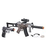 GFRPKTGS : Ghost Affliction Kit Electric Full-Auto Rifle & Spring Pistol Kit w/ Safety Glasses BBs