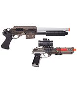 GFSGPKTGS : Ghost Eraser Kit (Grey/Smoke) Spring Powered Shotgun & Tactical Pistol Kit w/ Red Dot